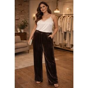 NWT J. Crew Velvet City Fit Pants Relaxed Straight Leg Brown Size 16 Vtg Y2k